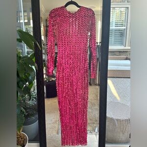 Hana Metallic Pink Maxi Dress size M